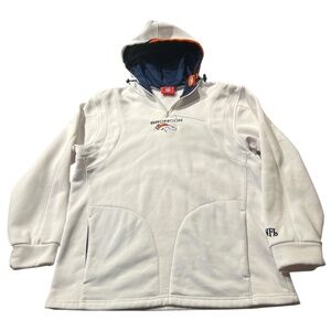 Denver Broncos NFL Team Apparel White Neck Zip Hoodie Embroidered